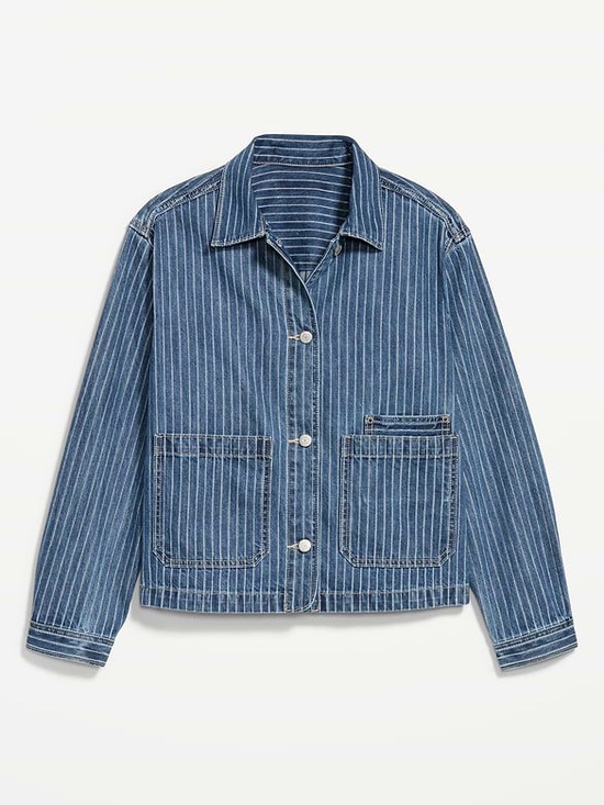 Old Navy Jackets & Blazers - Old Navy Blue Pinstripe Workwear Denim Jacket